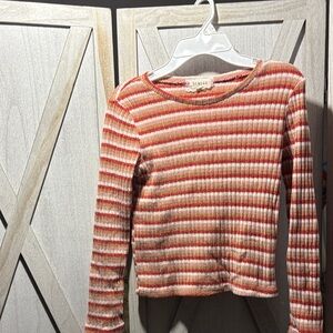 btween Mauve and Cream Lace-Trimmed Top